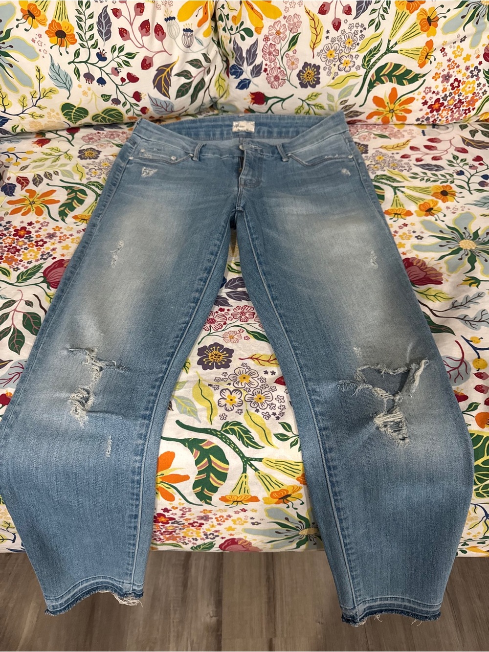 MOTHER Light Blue Distressed Jeans